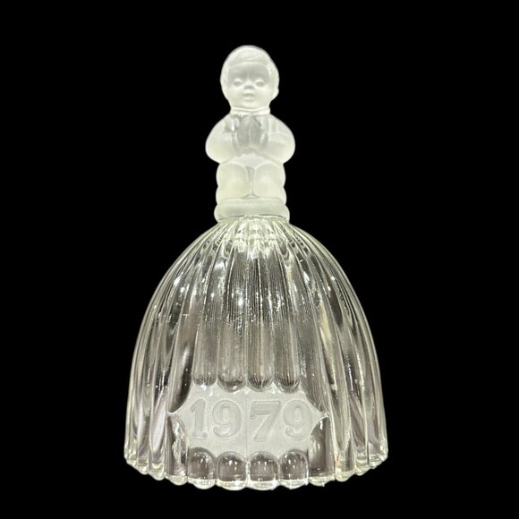 Vintage House of Goebel 1979 Clear Crystal Glass Bell, Christmas Bell with Frost - Picture 1 of 5